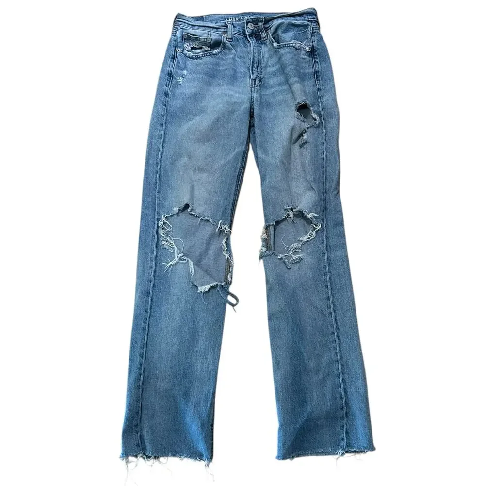 American Eagle Jeans Womens 0 (26x29.5) Baggy Distressed Low Rise Skater Grunge